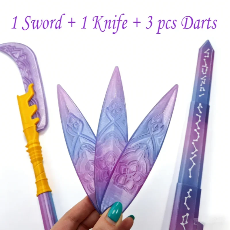 Upgraded Symbol Rumi Sword Prop Sets With Knife And Darts Fancy Cosplay Prop For Kids Telescopic Carnival Costume Prop Gifts