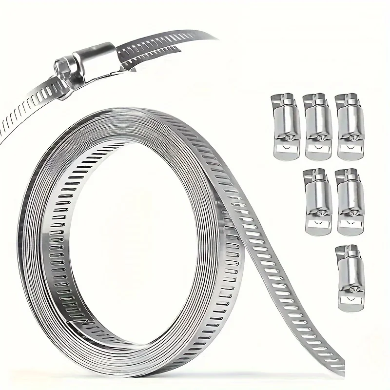 304 Stainless Steel Hose Clamp Strap Assortment Kit DIY Large Adjustable Worm Gear Band Hose Metal Clamp Strapping 9.8-34.4 Feet