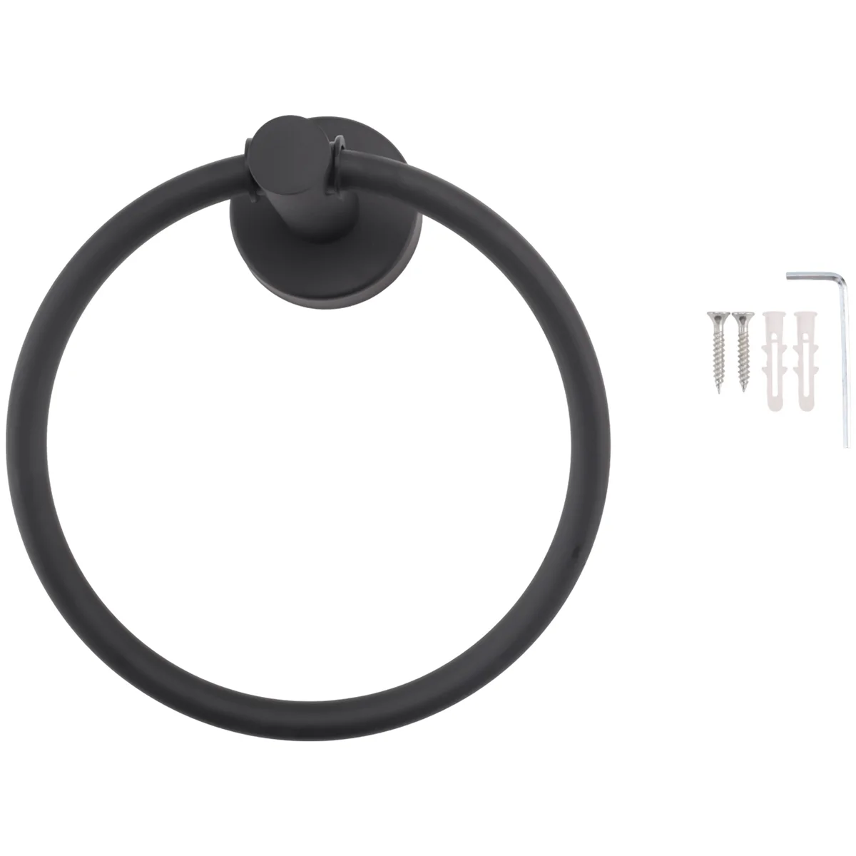 Towel Ring for Bathroom, Hand Towel Holder Round Towel Hanger Wall Mount 304 Stainless Steel Brushed Finish(Black)