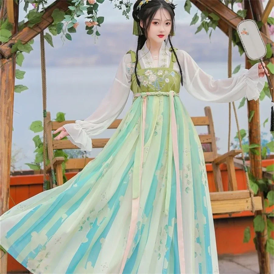 جديد Hanfu الصين عود التقليدية Hanfu مجموعة Vrouwelijke تأثيري حلي زومر رسوم Hanfu فقدان باك الصينية Jurk