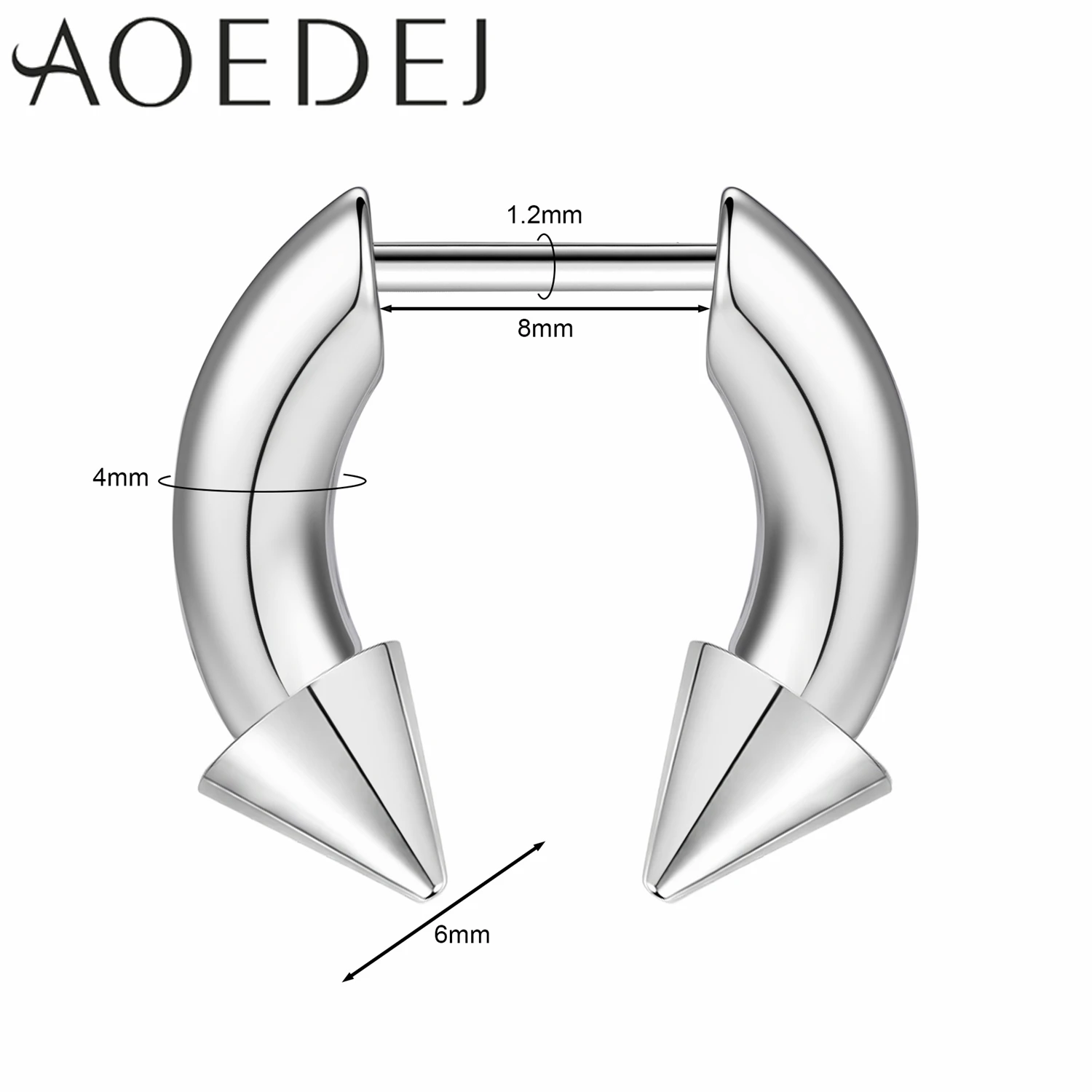 AOEDEJ 1 PC 16G Plug-In-Stil Edelstahl Nasenringe Damen Herren Septum Ring Spike Ox Horn Große Messgeräte Körperpiercings 8/10 MM