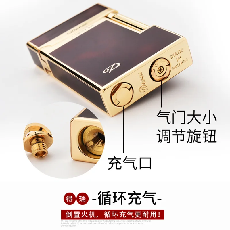 Genuine Business High-End Lighter, Gas Inflatable, Open Flame, Metal Side-Slip Cigarette Lighter, Gift Box, Boyfriend, Father