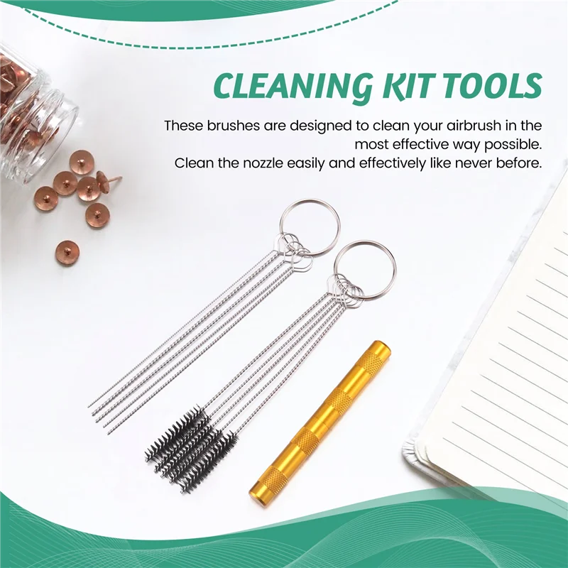 A76K 11-In-1 Airbrush Cleaner Accessories With Stainless Steel Brushes And Needle   Professional Cleaning Kit Tools