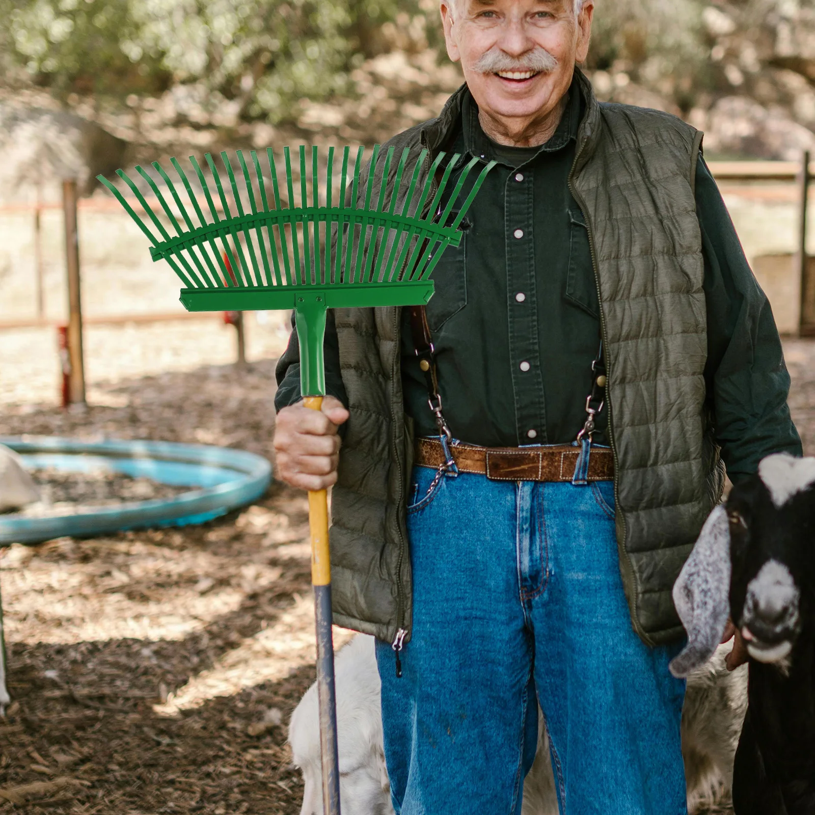 

Heavy Duty Garden Rake Leaf Lawn Manual Grass Shrubs Pine Needles Compact Lightweight Labor Saving Efficient Cleaning Yard