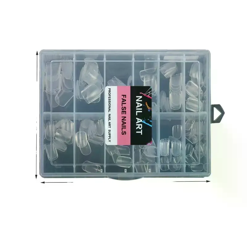 216 Uds. De puntas de uñas postizas sin costuras, cubierta completa transparente, punta de uña medio mate, ataúd largo, uñas artificiales de almendra