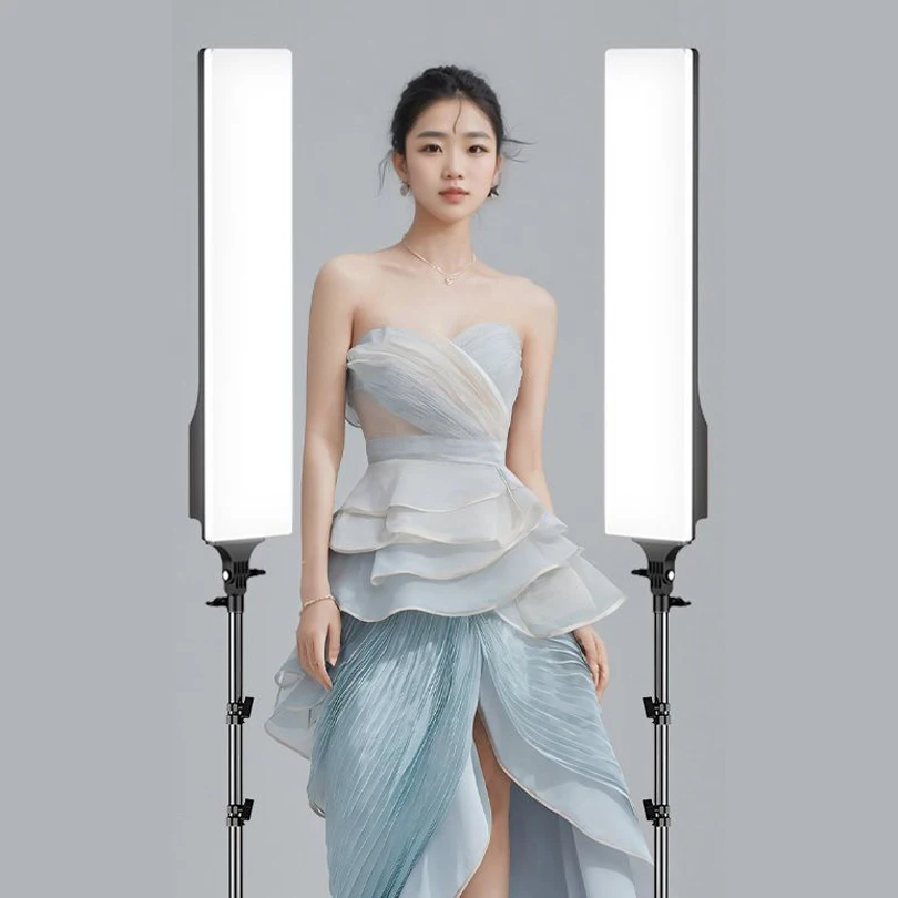 

Photography Lighting Kit 220V LED Rectangular Video Light Dimmable Continuous, Long Arm Tripod Stand for Photo Studio Desktop