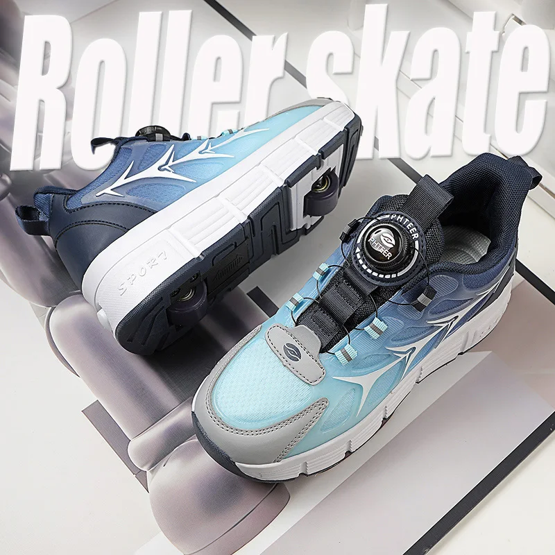 

Children's Walking Shoes fashion Roller Skates Cross-border for kids Boys and Girls gift Four-wheel Deformation Boot 6-12 Years