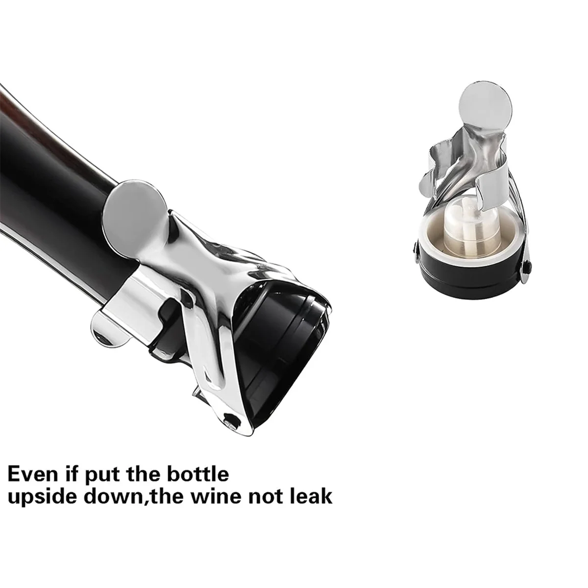 Champagne&Wine Bottle Stoppers Stainless Steel , Leak Proof Keep Fresh Reusable Saver, Cork Suitable 4 Pack Silver