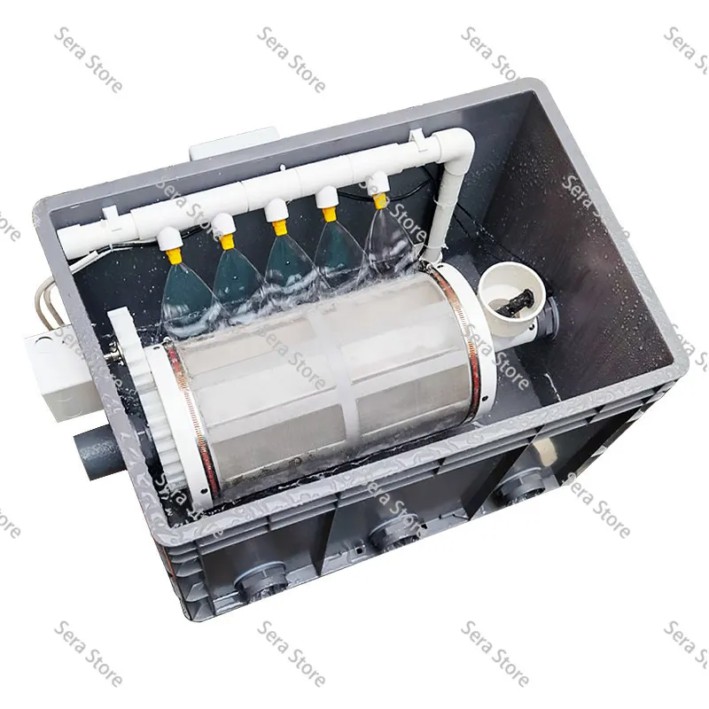 Fish Pond Rotary Drum Micro Filter Machine Automatic Backwash Leave-in Cotton Filter Fish Stool Separation Aquaculture Purifier
