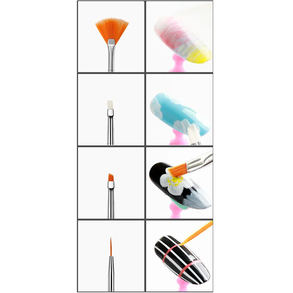 

20pcs Nail Liner Nail Silicone Pen Nail Painting Manicure Brush (15pcs White Rod Brush Pens + 5pcs Black Rod Silicone Pen)