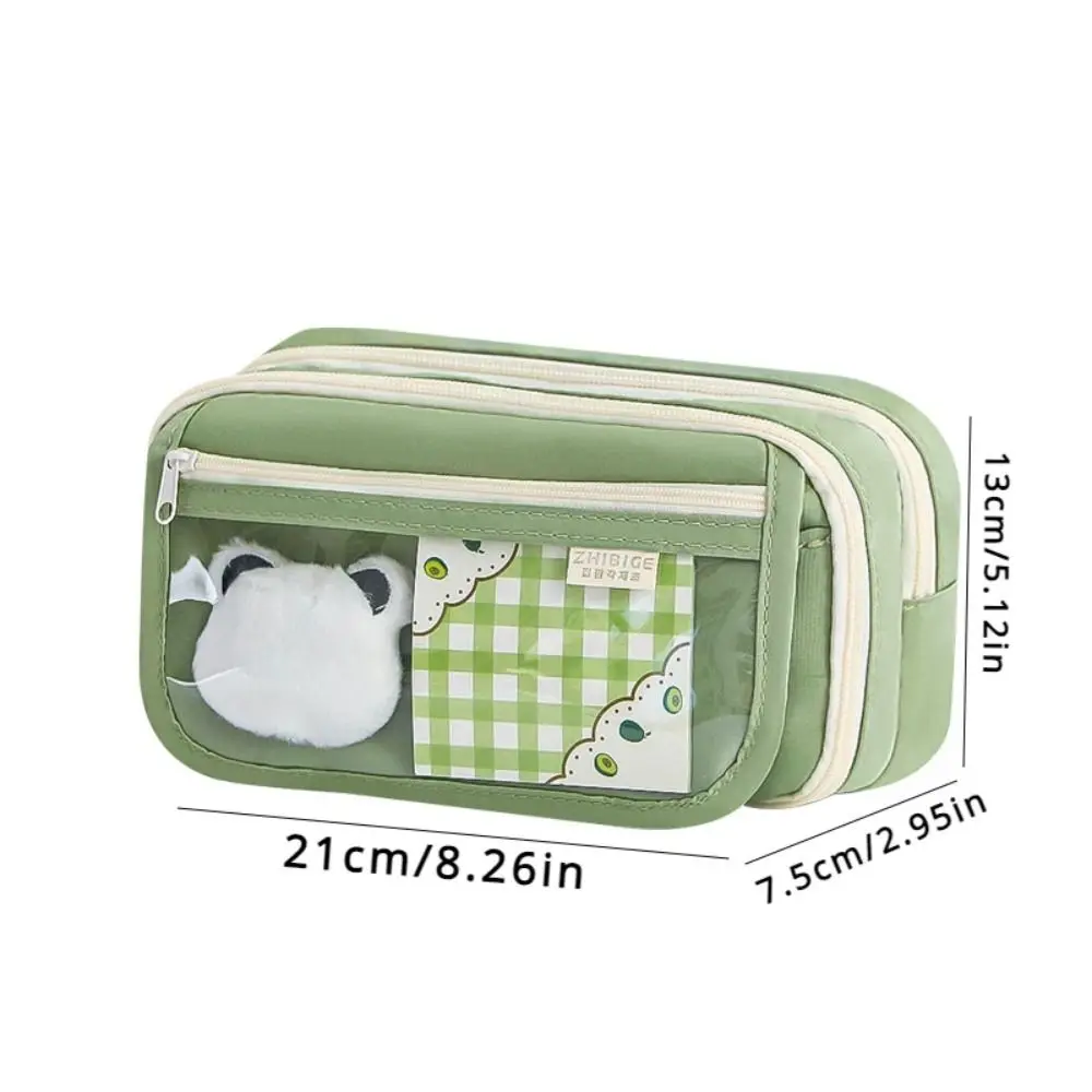 Large Capacity Panda Pencil Cases Multifunctional Portable Cartoon Pencil Case With Front Pocket Panda Stationery Storage Bag
