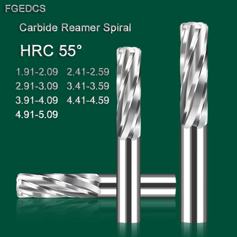 Tungsten Stee Machine Reamer Spiral Flute Uncoated H7 Tolerance Chucking Reamer Cutter 4/6 Flutes CNC Cutting Tools 1.91-5.09mm