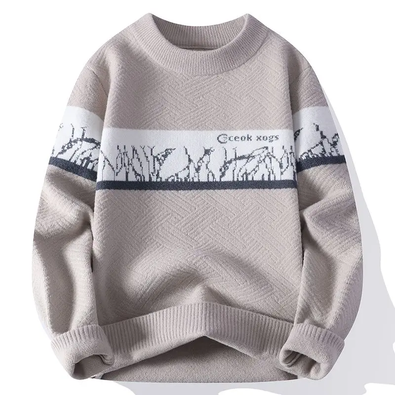 

Loose round Ne Knitwear Boys Base Layer irt Autumn Winter Faionable for Junior And High School Students Teenagers