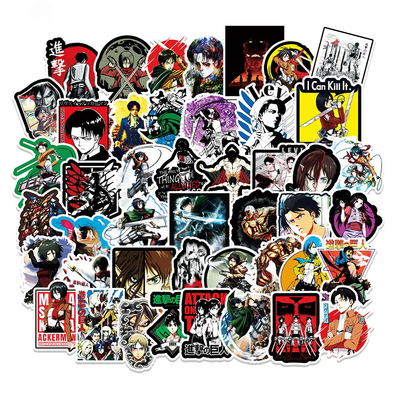 10/30/50PCS Eren Jaeger Mikasa Ackerman Armin Arlert Popular Anime Peripheral Suitcase Laptop Refrigerator Decorative Stickers