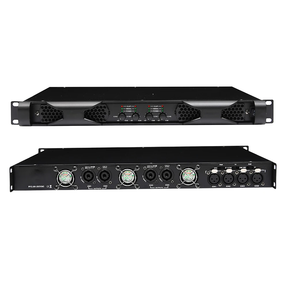 K4-800 Black Power Amplifier Audio Class D4 Channel Professional Power Amplifier 800W