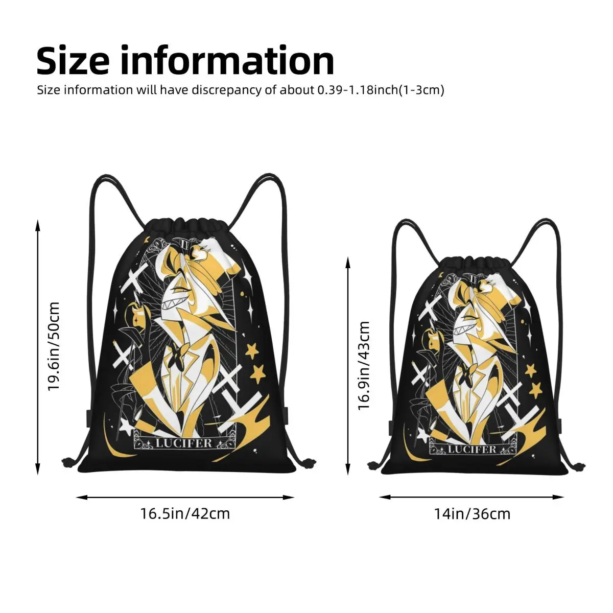 حقيبة ظهر Lucifer Morningstar Hazbins Hotels برباط حقيبة رياضية لصالة الألعاب الرياضية حقيبة بسلسلة للجري