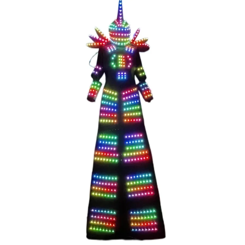 LED Robot échasses marcheur numérique couleur télécommande Costume scène Performance discothèque DJ