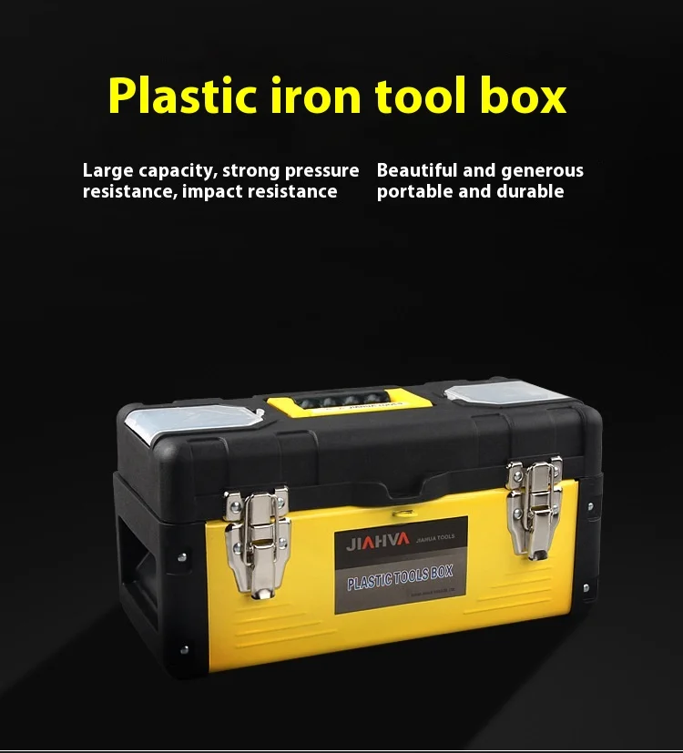 Hardware Tool Storage Box 14 17 19 Inch Handheld Double-Layer Abs Plastic Iron Toolbox