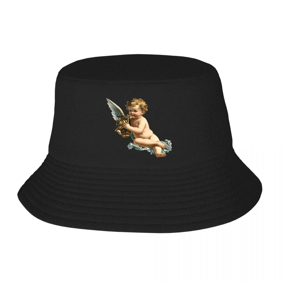 Flying Little Angle Holding Camera Bucket Hats Panama For Kids Bob Hats Outdoor Fisherman Hats Summer Beach Fishing Unisex Caps