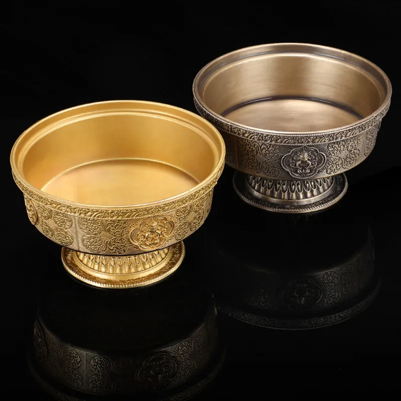 8*13.5cm Pure Copper Tibetan Eight Auspicious Symbols Carving Decoration,Wealth of God Water Supply Sacrificed bowl/Cups