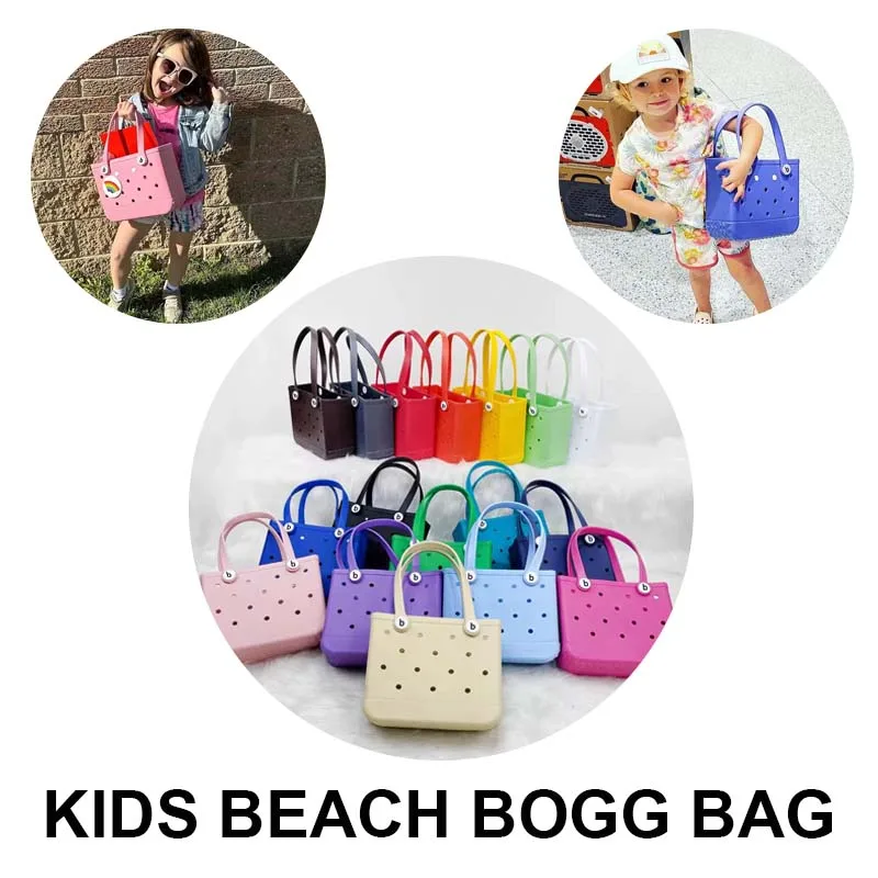 Kids 'Waterproof Beach Tote Bag, Cesta de Armazenamento de Piscina Infantil, Saco de Compras, EVA, Bolsa de Ombro para Viagem, Piquenique, Borracha, Mini, Crianças