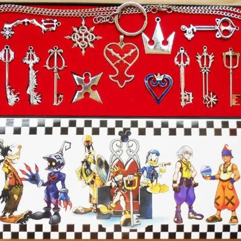 Набор из 8/12/13 шт. брелоков-подвесок Game Kingdom Cos Hearts для косплея, украшение для ключей, подарочная коробка для мальчиков