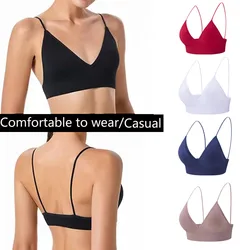 Women Seamless Bra Camisole Underwear Grey/White/Black/Blue/Red S M L Breathable V Neck Gather Up Sports Fitness Yoga Casual