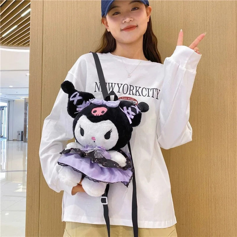 Sanrio Kuromi My Melody Anime Plush Toy Bag Kawaii Girls Stuffed Toys Plushie Girls Backpack Children Outdoor Women Bags Gifts