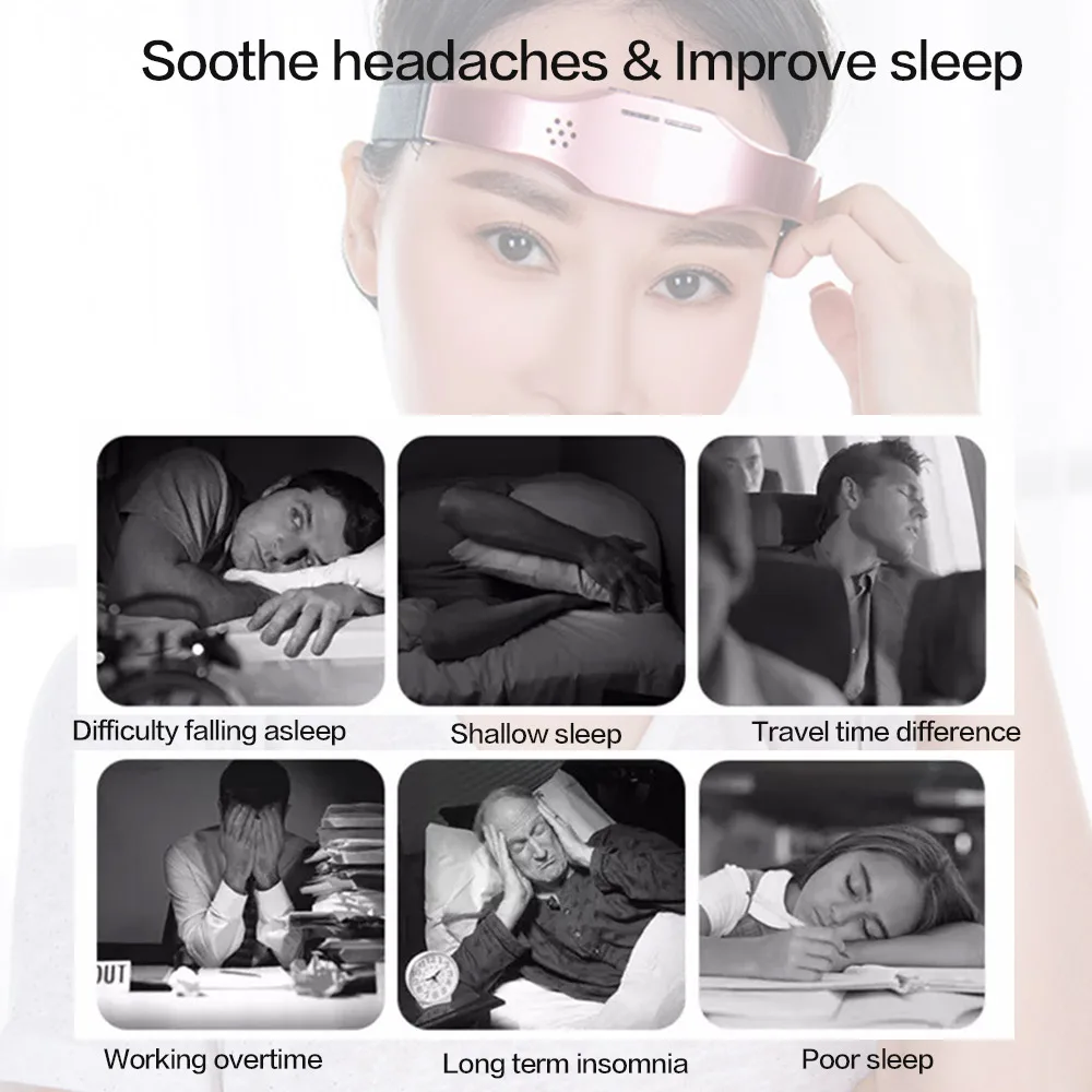 Electric Headache and Migraine Relief Head Massager Migraine Insomnia Release USB Rechargeable Therapy Machine Relax Health Care