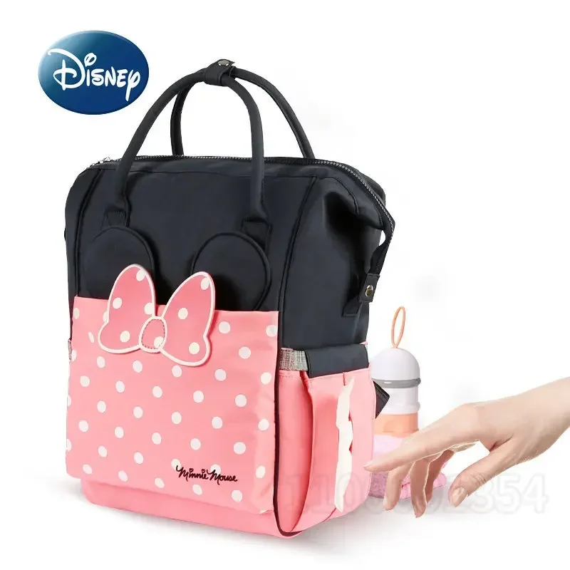 Disney Minnie Original Diaper Bag Backpack Luxury Brand 3D Diaper Bag Cartoon Fashion Baby Bag Large Capacity Multi Function