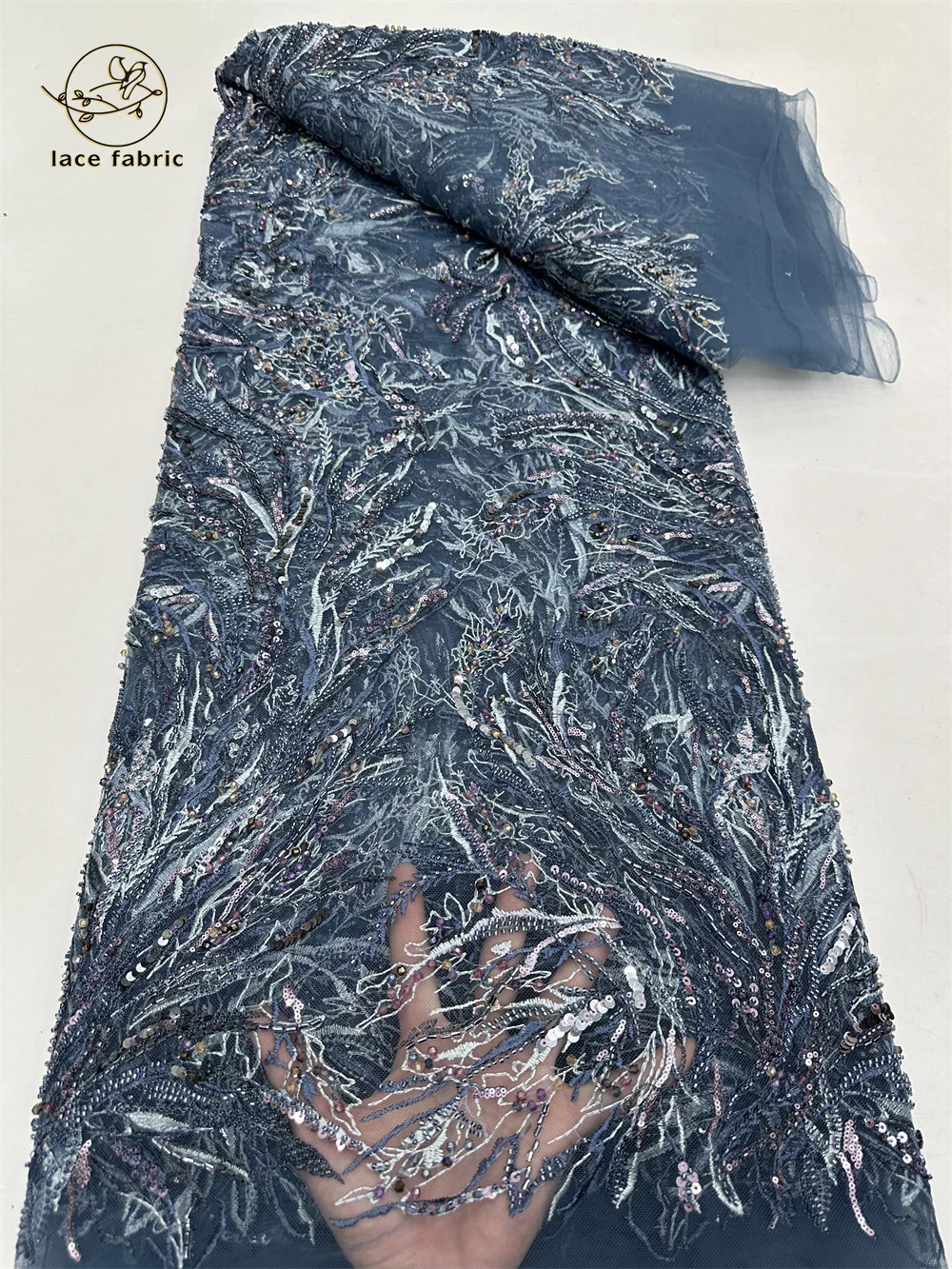 

African Sequins Lace Groom Fabric Nigerian 2024 High Quality Lace French Mesh Tulle Bead Embroidery Wedding Dresses Lace Sewing