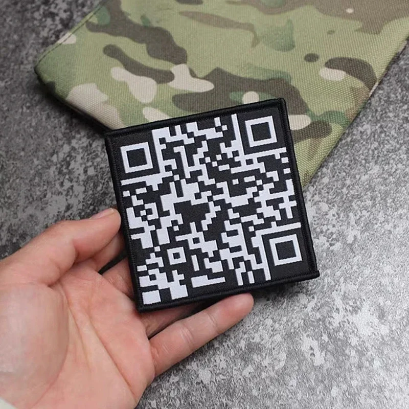 QR Code Oracle Bone Embroidered Patches I DON'T CARE HOW THEY DO IT Tactical Morale Badge Hook&loop Armband Sticker for Backpack