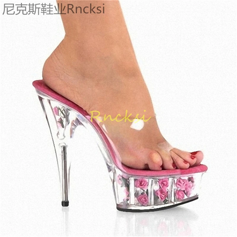 

15cm Women's summer new slippers wear high-heeled sandals fashion super high heels