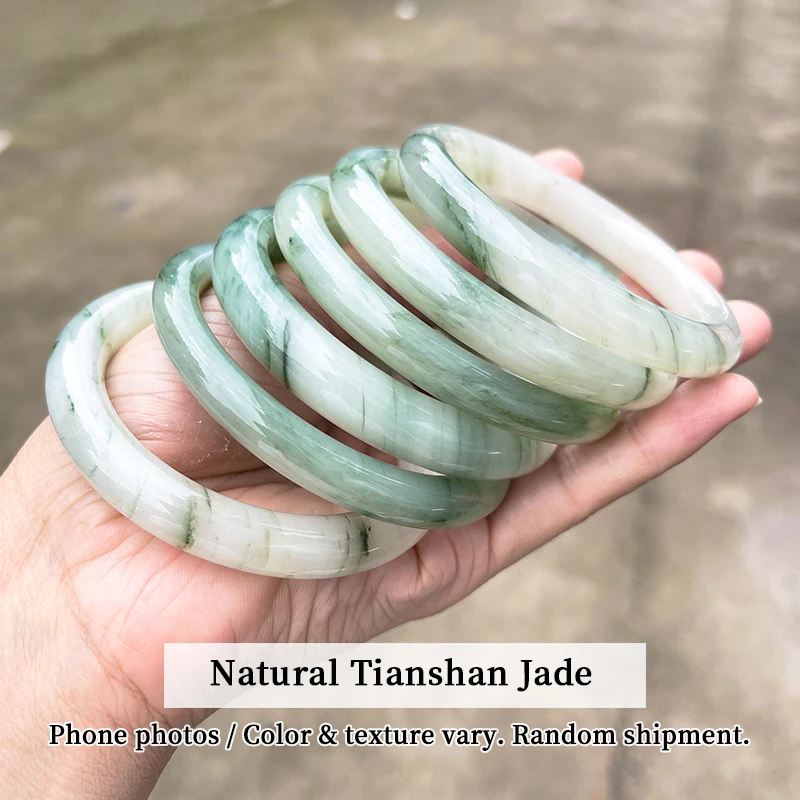 100 % Naturstein-Armreif aus Tianshan-Jade, breites Armband für Frauen, Heilkristall-Schmuck, Geschenk, Armbänder und Armreifen – Detail 3