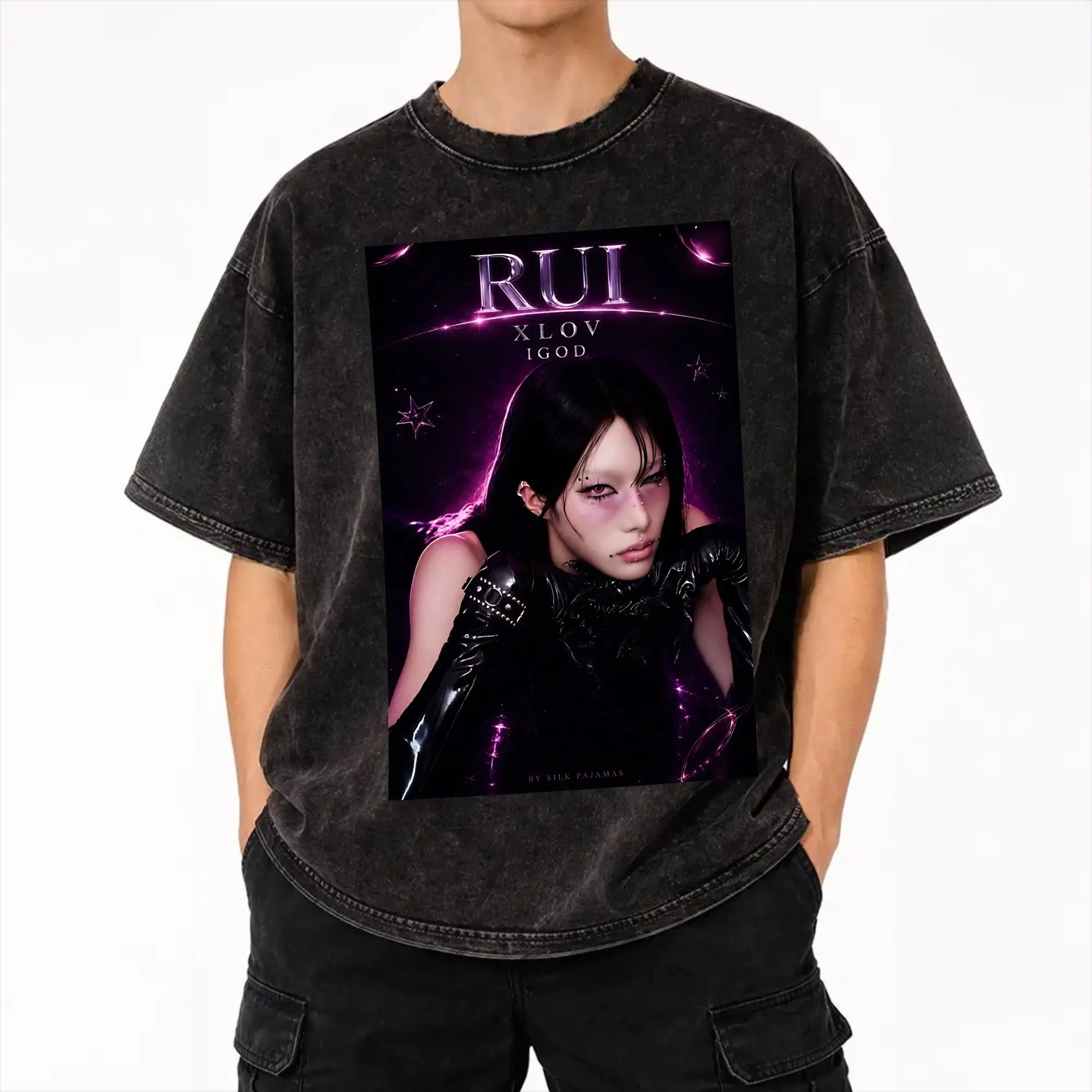  XLOV UXLXVE Members Washed T Shirts Streetwear Hip Hop Novelty T-Shirt  Tees for Men Women Short Sleeve Oversize