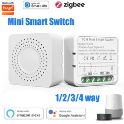 ZigBee Mini Smart Switch Module 1/2/3/4 Channel 2 Way Control Breaker Timing Works with Tuya  Alexa Google Home Smart Life APP