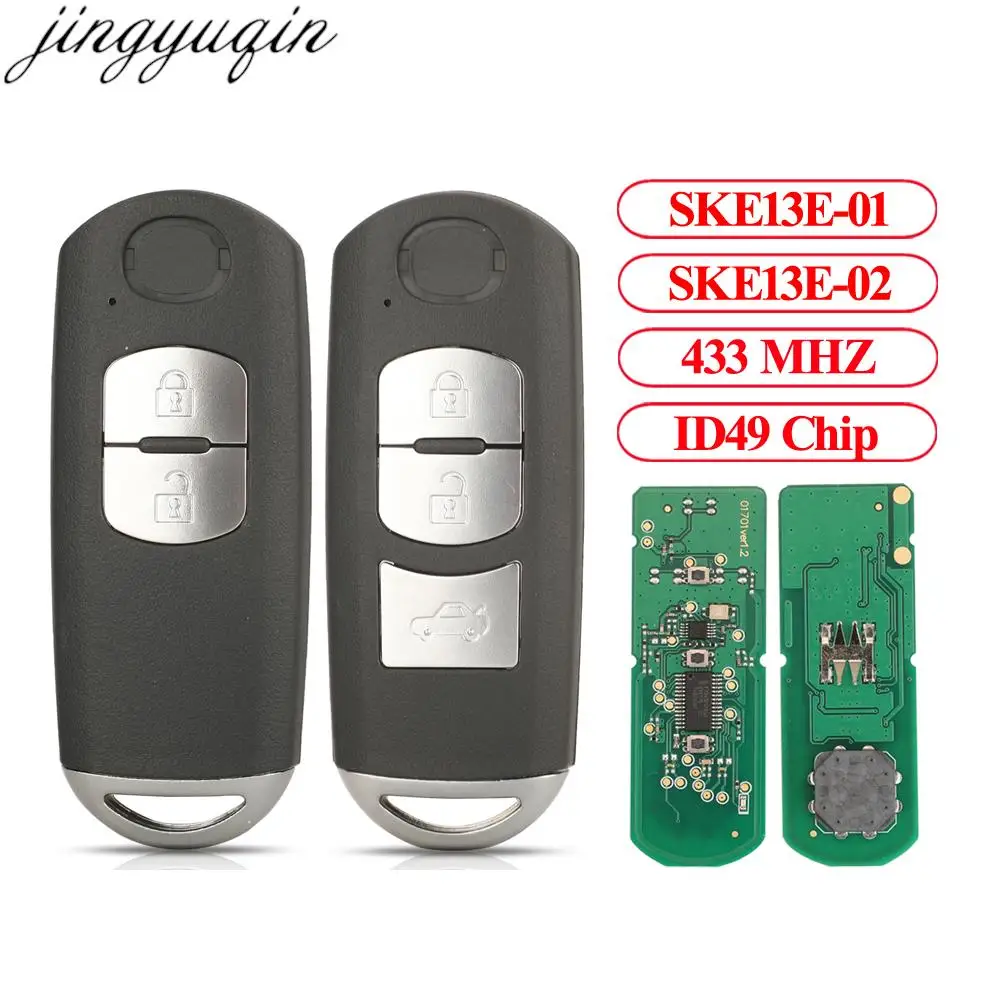 Jingyuqin SKE13E-01/SKE13E-02 2/3 Buttons Remote Car Key Alarm 433MHz ID49 For MAZDA CX3 CX-3 CX5 CX-5 Axela Atenza