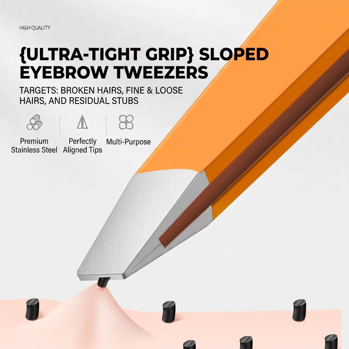 Hochwertige Edelstahl-Augenbrauenpinzette, schräg zulaufende Pinzette zum Zupfen von Augenbrauen, Barthaarentfernung, Wimpernverlängerungswerkzeug