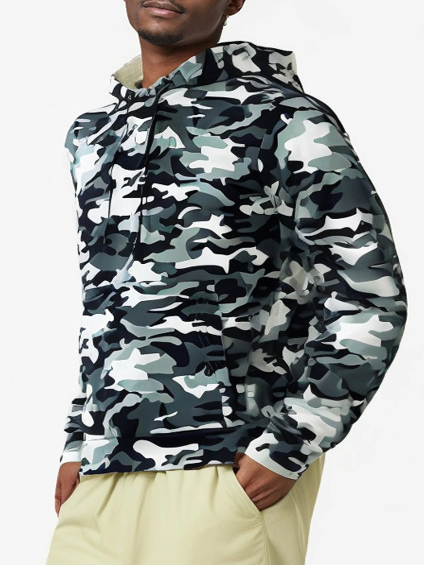 Autumn and winter leisure fitness sports trend brand camouflage print hoodie