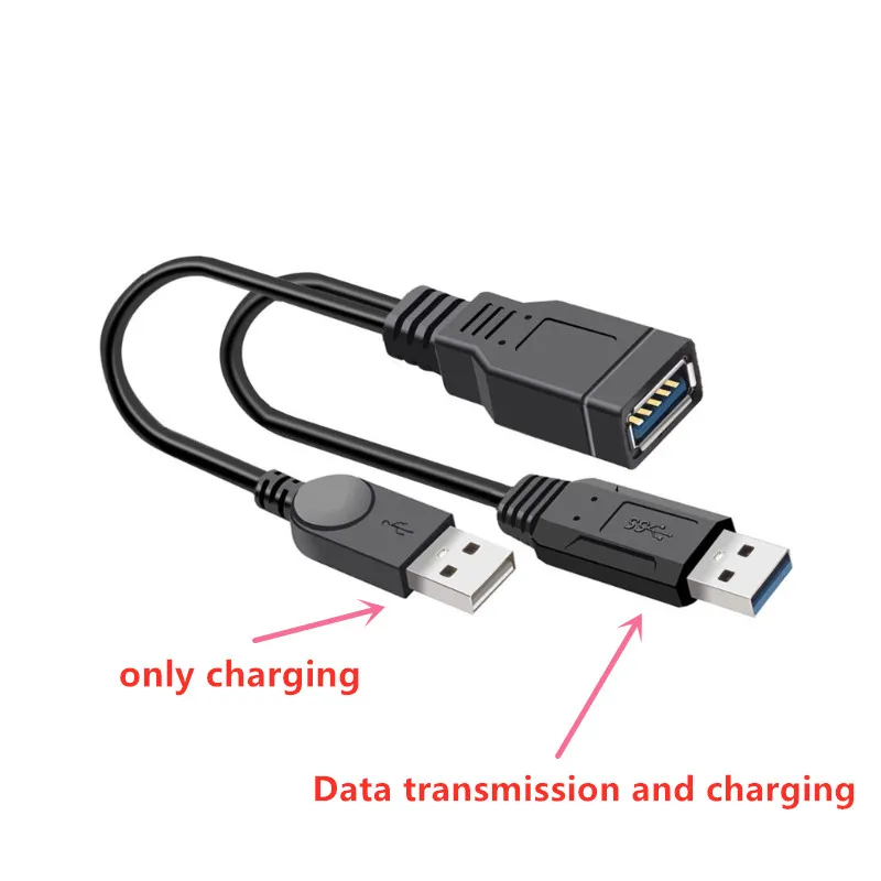 30cm USB 3.0 to USB 3.0 2.0 USB Female to Dual USB Male Extra Power Data Y One to Two Extension Cable Computer Adapter Cable