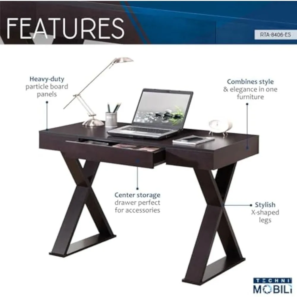 Bureau d'écriture tendance avec tiroir, expresso