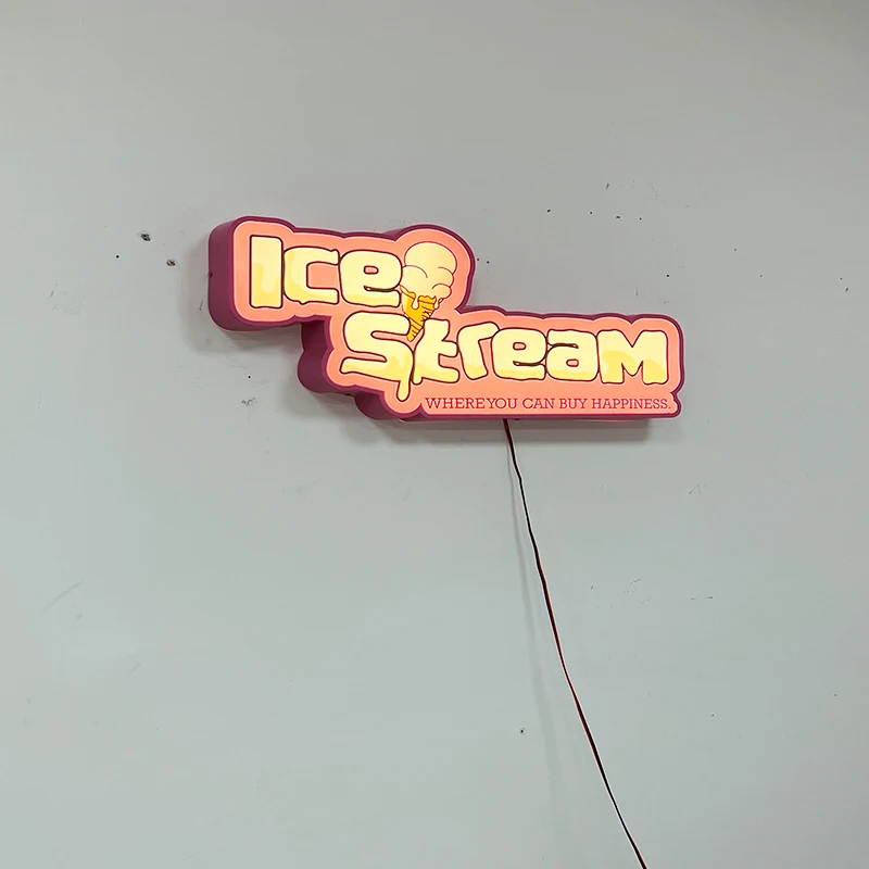 Customized Store Shaped LED Backlit Advertising logo with Edge Wrapped Lightbox