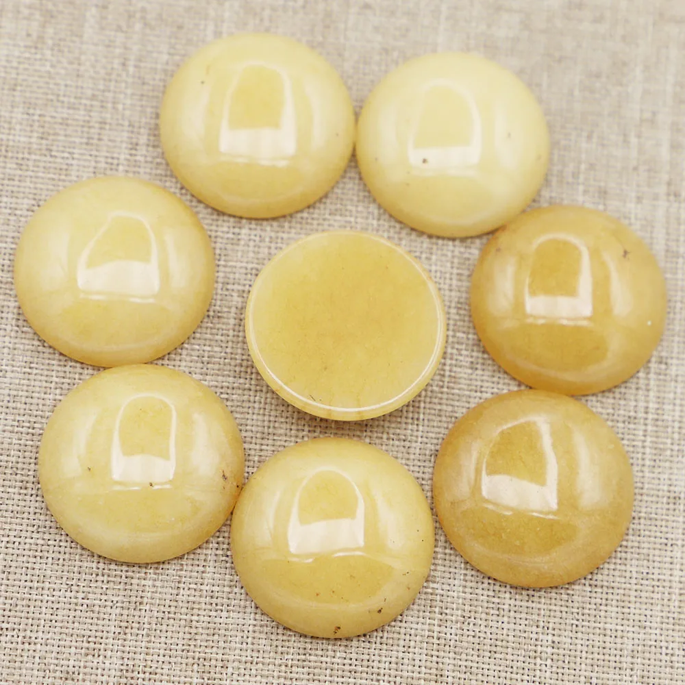 30MM Natural Stone Topaz Round CAB Cabochon Ornament No Drilled Hole Bead DIY Jewelry Making Bracelet Earring Accessories 10Pcs