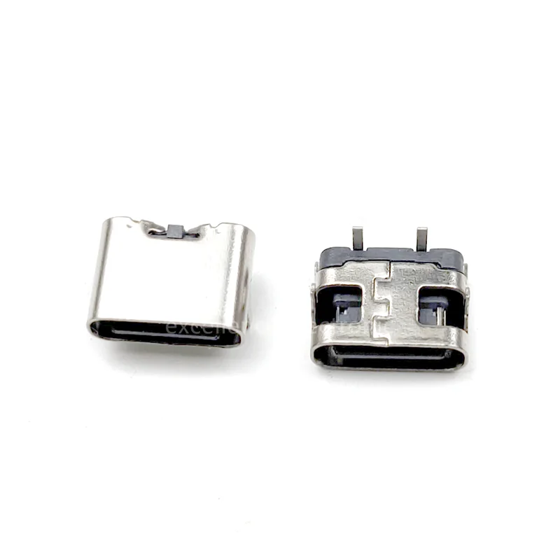 10Pcs USB3.1 Type-C 2Pin Horizontal / Vertical 2P Simple Soldered Female Plug-in Board Quick Charging USB Connector