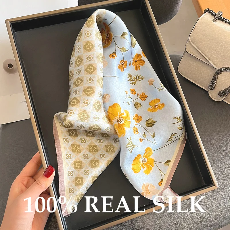 

Новый модный женский шарф 53x53 см из 100% натурального шелка, с принтом, квадратный платок, декоративная повязка на голову, роскошный дизайн, бандана-фулар