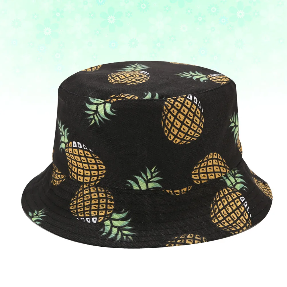 

Pineapple Fisherman's Hat Hawaii Party Bucket Printed Flowers Headdress Sun Protection
