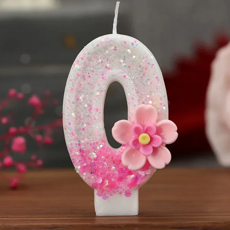 New Digital Pink Flower Birthday Candle Party Atmosphere Candle Cake Decorative Supplies Decoration Candles Home Decor 0-9