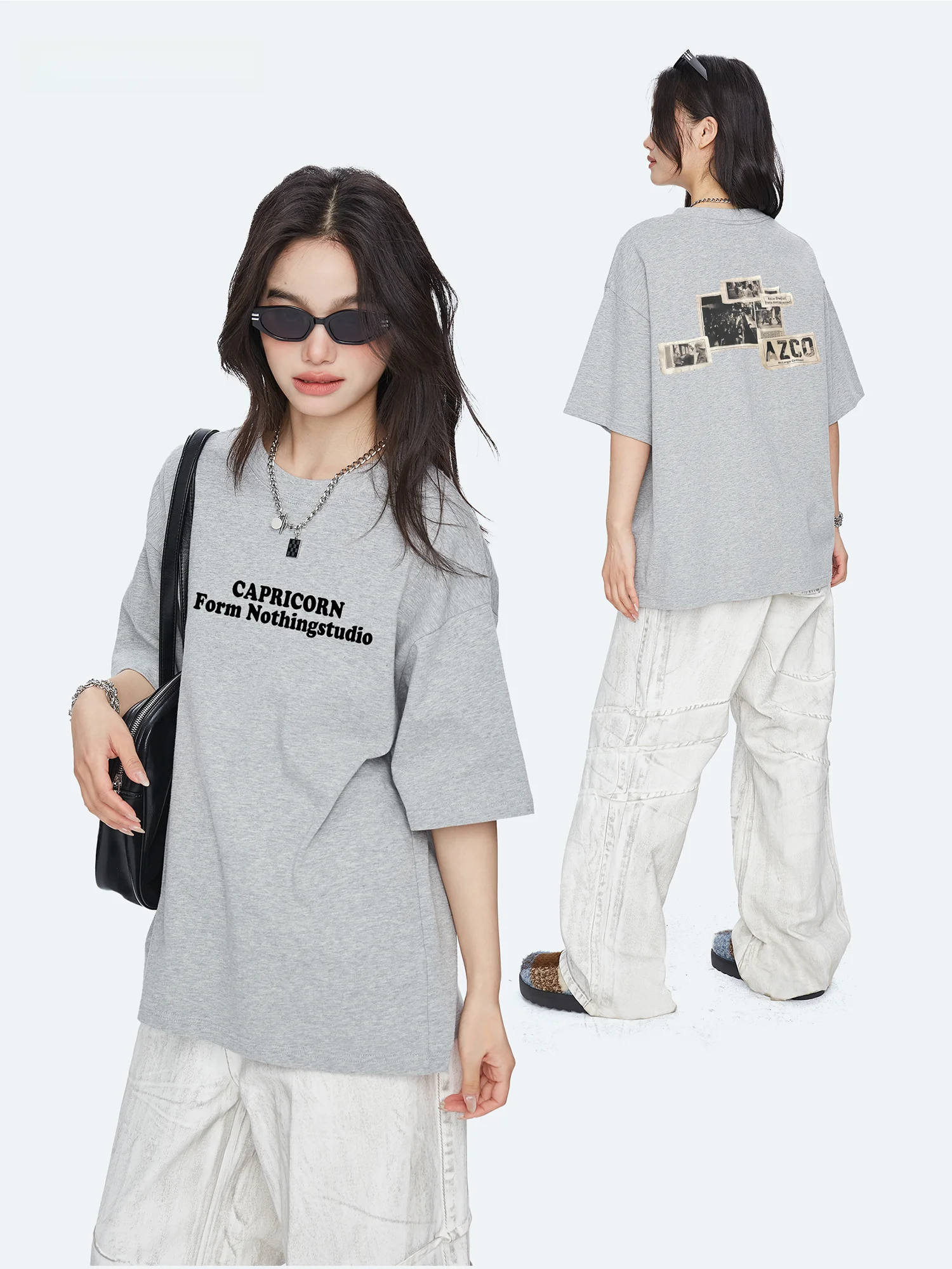 Capricorn American Destroy Style Pure Cotton Short Sleeve Women's T-shirt Summer New Trend Brand Inner Wear Half Sleeve Top