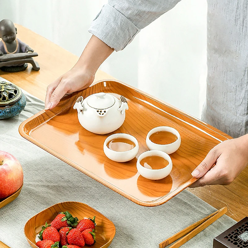 Plato de aperitivos de plástico de madera de imitación creativa, plato de vinagre para el hogar, Sushi, desayuno, fruta seca, bandeja de aperitivos, plato de escupir hueso