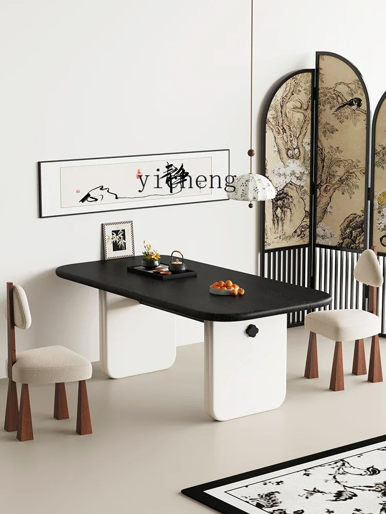 

simple ash wood dining table wabi sabi office conference table cream wind pure solid wood household table